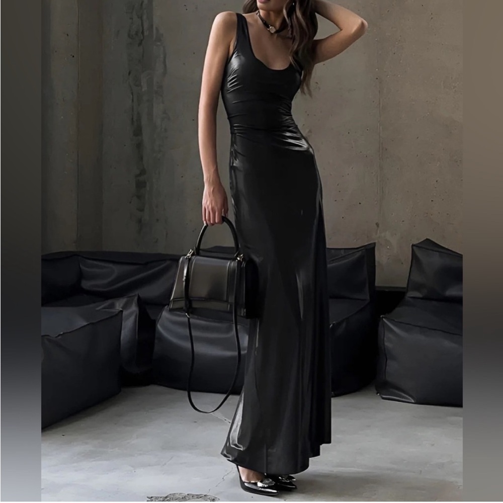 Sleek Sexy Slim Fit Shimmering Long Tank Dress